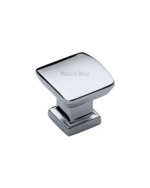 Heritage Brass Cabinet Knob Plinth Design with base 25mm Polished Chrome finish