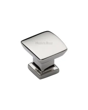 Heritage Brass Cabinet Knob Plinth Design with base 25mm Polished Nickel finish