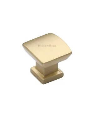 Heritage Brass Cabinet Knob Plinth Design with base 25mm Satin Brass finish