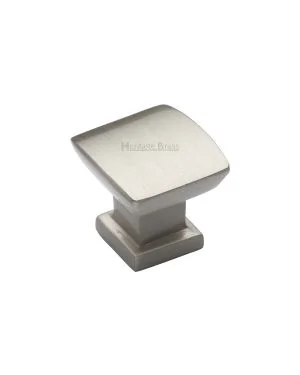 Heritage Brass Cabinet Knob Plinth Design with base 25mm Satin Nickel finish