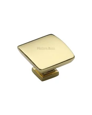 Heritage Brass Cabinet Knob Plinth Design with base 35mm Polished Brass finish