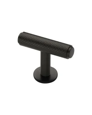 Heritage Brass Cabinet Knob Knurled T-Bar Design with Rose 45mm Matt Bronze finish