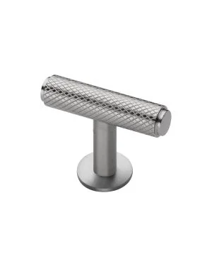Heritage Brass Cabinet Knob Knurled T-Bar Design with Rose 45mm Satin Nickel finish