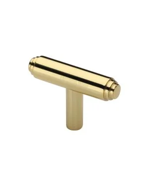Heritage Brass Cabinet Knob Stepped T-Bar Design 45mm Polished Brass finish