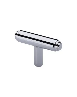 Heritage Brass Cabinet Knob Stepped T-Bar Design 45mm Polished Chrome finish