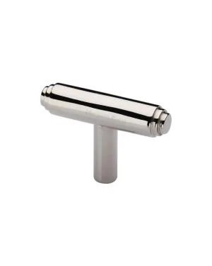 Heritage Brass Cabinet Knob Stepped T-Bar Design 45mm Polished Nickel finish