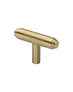 Heritage Brass Cabinet Knob Stepped T-Bar Design 45mm Satin Brass finish