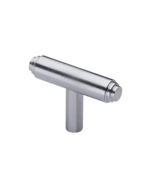 Heritage Brass Cabinet Knob Stepped T-Bar Design 45mm Satin Chrome finish