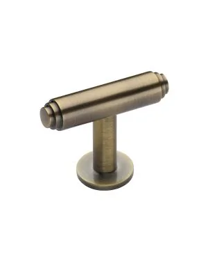 Heritage Brass Cabinet Knob Stepped T-Bar Design with Rose 45mm Antique Brass finish