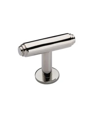 Heritage Brass Cabinet Knob Stepped T-Bar Design with Rose 45mm Polished Nickel finish