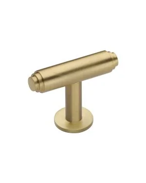 Heritage Brass Cabinet Knob Stepped T-Bar Design with Rose 45mm Satin Brass finish