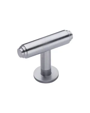 Heritage Brass Cabinet Knob Stepped T-Bar Design with Rose 45mm Satin Chrome finish