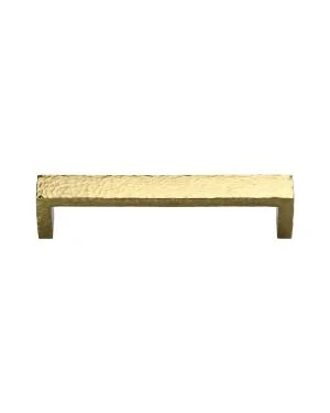 Heritage Brass Cabinet Pull Hammered Wide Metro Design 101mm CTC Polished Brass Finish