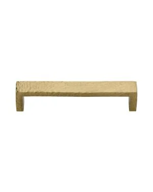Heritage Brass Cabinet Pull Hammered Wide Metro Design 128mm CTC Satin Brass Finish