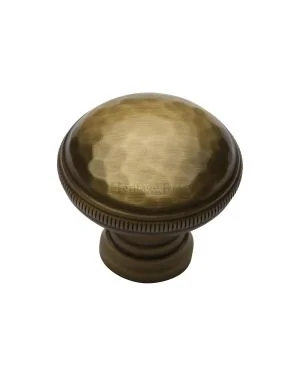 Heritage Brass Cabinet Knob Hand Beaten Design 32mm Antique finish