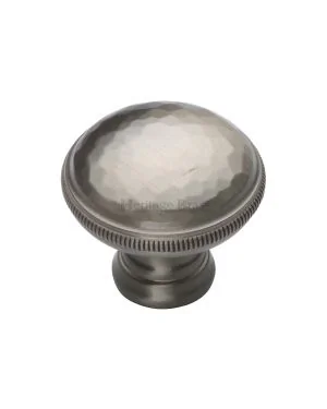 Heritage Brass Cabinet Knob Hand Beaten Design 32mm Satin Nickel finish