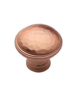 Heritage Brass Cabinet Knob Hand Beaten Design 32mm Satin Rose Gold finish