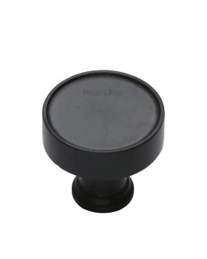 Heritage Brass Cabinet Knob Florence Design 32mm Matt Black finish
