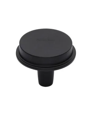 Heritage Brass Flat Round Knob Design 38 mm Matt Black finish
