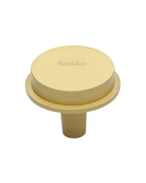 Heritage Brass Flat Round Knob Design 38 mm Satin Brass finish