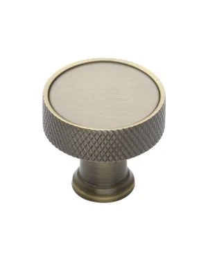 Heritage Brass Cabinet Knob Florence Knurled Design 32mm Antique Brass finish