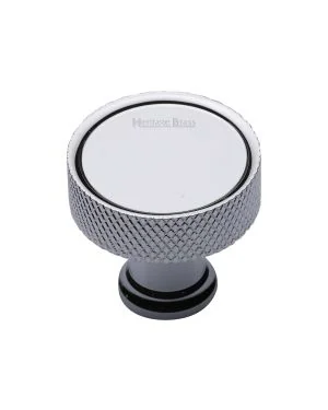 Heritage Brass Cabinet Knob Florence Knurled Design 32mm Polished Chrome finish