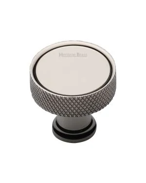 Heritage Brass Cabinet Knob Florence Knurled Design 32mm Polished Nickel finish