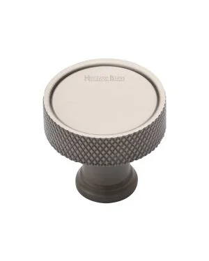 Heritage Brass Cabinet Knob Florence Knurled Design 32mm Satin Nickel finish