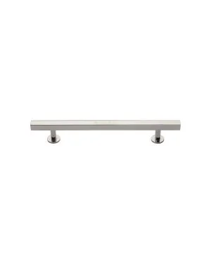 Heritage Brass Cabinet Pull Square Design with Footings 128mm CTC Polished Nickel finish