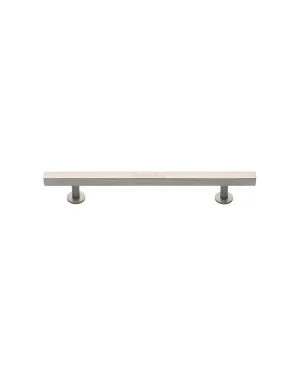 Heritage Brass Cabinet Pull Square Design with Footings 128mm CTC Satin Nickel finish