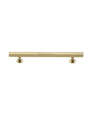 Heritage Brass Cabinet Pull Square Design with Footings 160mm CTC Polished Brass finish