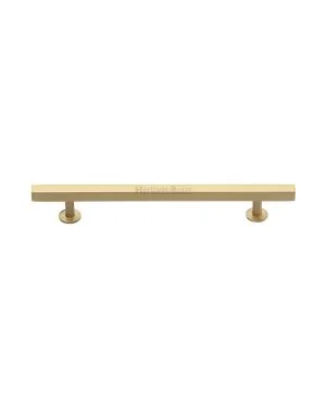 Heritage Brass Cabinet Pull Square Design with Footings 160mm CTC Satin Brass finish