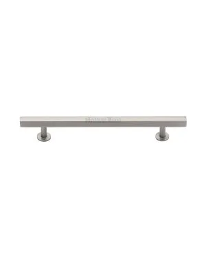 Heritage Brass Cabinet Pull Square Design with Footings 160mm CTC Satin Nickel finish