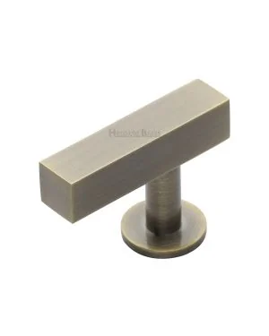 Heritage Brass Cabinet Knob Offset Square Design 44mm Antique Brass finish