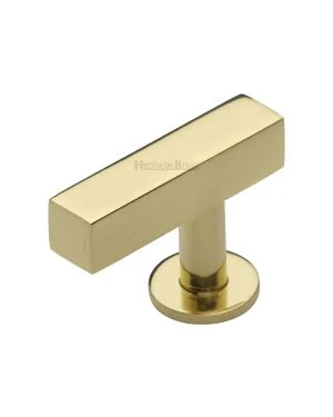 Heritage Brass Cabinet Knob Offset Square Design 44mm Polished Brass finish