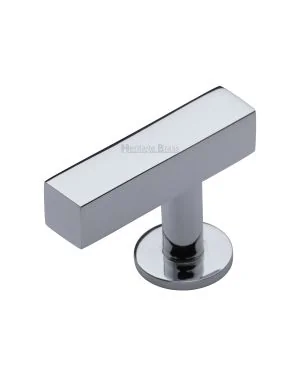 Heritage Brass Cabinet Knob Offset Square Design 44mm Polished Chrome finish