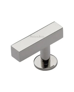 Heritage Brass Cabinet Knob Offset Square Design 44mm Polished Nickel finish