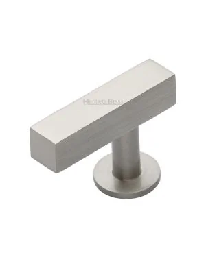 Heritage Brass Cabinet Knob Offset Square Design 44mm Satin Nickel finish