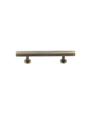 Heritage Brass Cabinet Pull Square Design with Footings 96mm CTC Antique Brass finish