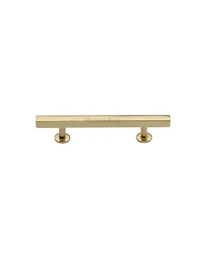 Heritage Brass Cabinet Pull Square Design with Footings 96mm CTC Polished Brass finish