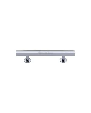 Heritage Brass Cabinet Pull Square Design with Footings 96mm CTC Polished Chrome finish