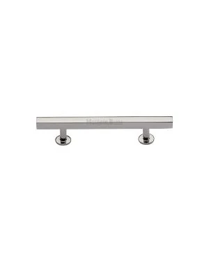 Heritage Brass Cabinet Pull Square Design with Footings 96mm CTC Polished Nickel finish