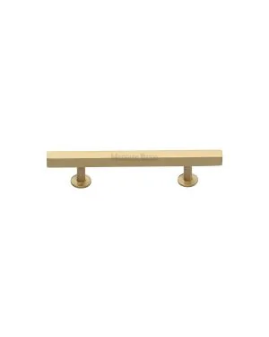 Heritage Brass Cabinet Pull Square Design with Footings 96mm CTC Satin Brass finish