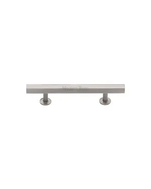 Heritage Brass Cabinet Pull Square Design with Footings 96mm CTC Satin Nickel finish