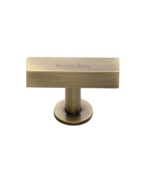 Heritage Brass Cabinet Knob Symmetrical Square Design 44mm Antique Brass finish