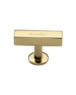 Heritage Brass Cabinet Knob Symmetrical Square Design 44mm Polished Brass finish
