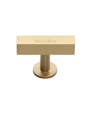 Heritage Brass Cabinet Knob Symmetrical Square Design 44mm Satin Brass finish