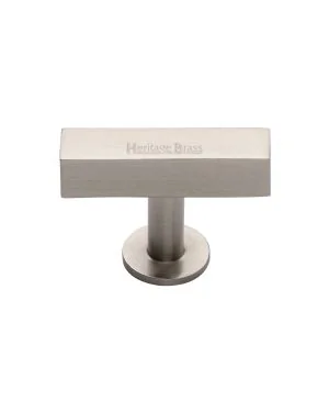 Heritage Brass Cabinet Knob Symmetrical Square Design 44mm Satin Nickel finish