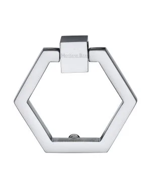 Heritage Brass Cabinet Drop Pull Hexagon Design 51mm Polished Chrome finish