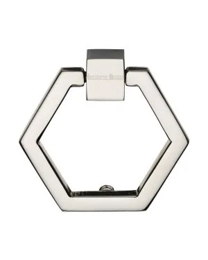 Heritage Brass Cabinet Drop Pull Hexagon Design 51mm Polished Nickel finish